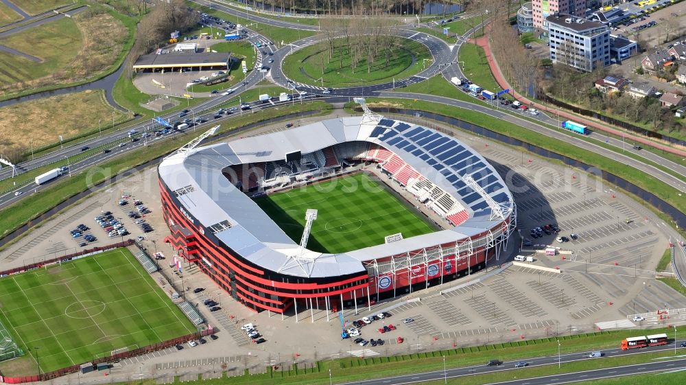 Aerial photograph Alkmaar - Sports facility grounds of the Arena stadium AFAS AZ in Alkmaar in Noord-Holland, Netherlands