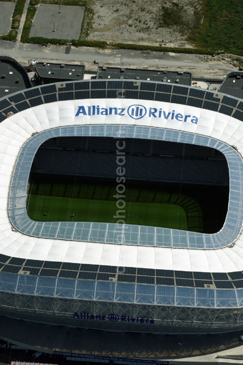 Aerial photograph Nizza - Sports facility grounds of the Arena stadium Allianz Riviera Bd. des Jardiniers in Nice in Provence-Alpes-Cote d'Azur, France