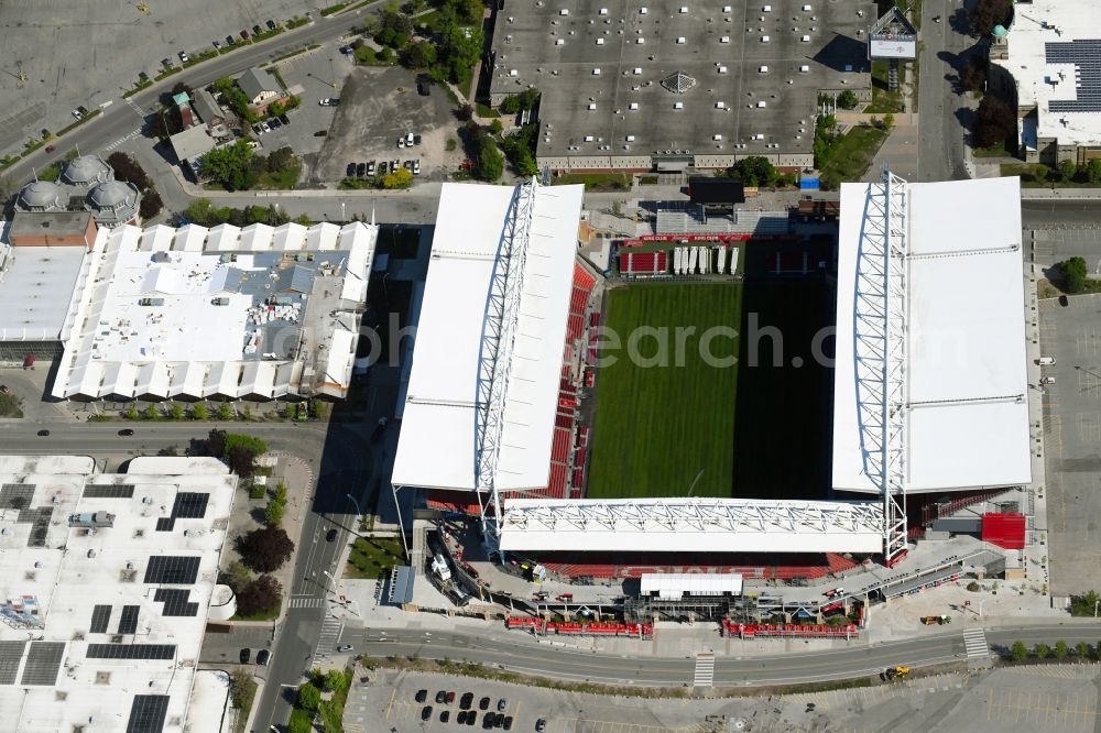 Aerial photograph Toronto - Sports facility grounds of the Arena stadium BMO Field on Princes' Blvd in the district Old Toronto in Toronto in Ontario, Canada