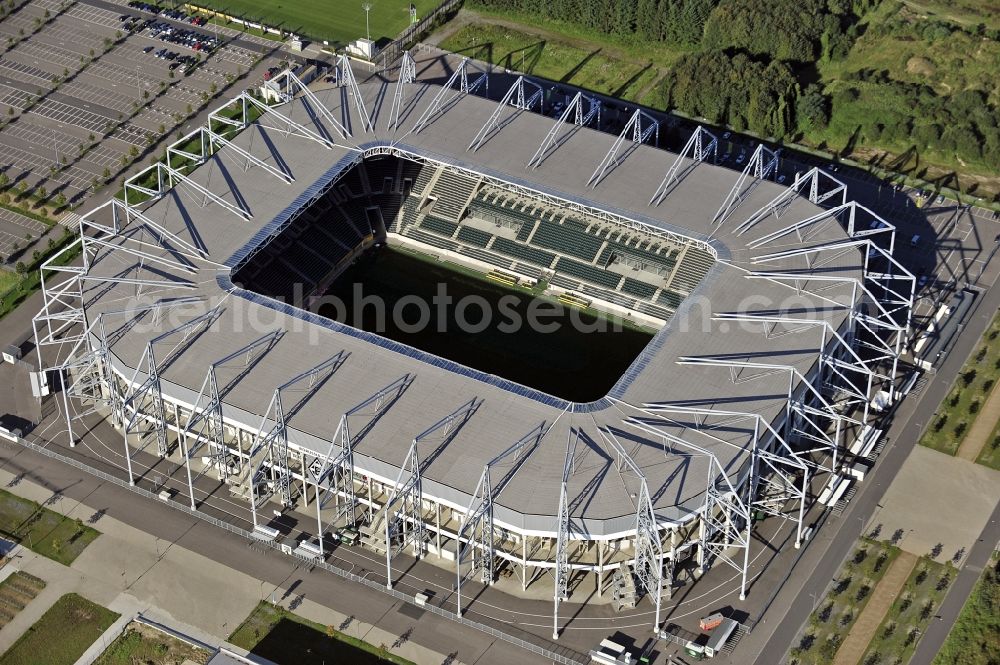 Mönchengladbach from above - Sports facility grounds of the Arena stadium BORUSSIA-PARK in Moenchengladbach in the state North Rhine-Westphalia, Germany