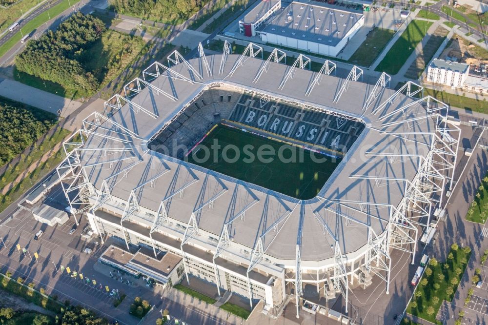 Aerial image Mönchengladbach - Sports facility grounds of the Arena stadium BORUSSIA-PARK in Moenchengladbach in the state North Rhine-Westphalia, Germany
