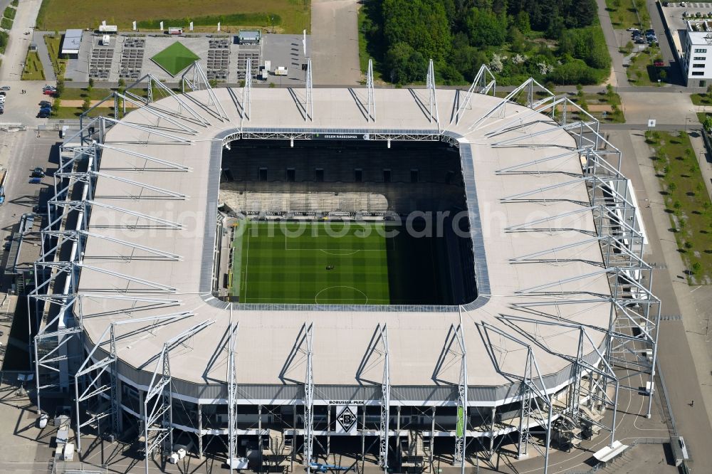 Aerial photograph Mönchengladbach - Sports facility grounds of the Arena stadium BORUSSIA-PARK in Moenchengladbach in the state North Rhine-Westphalia, Germany