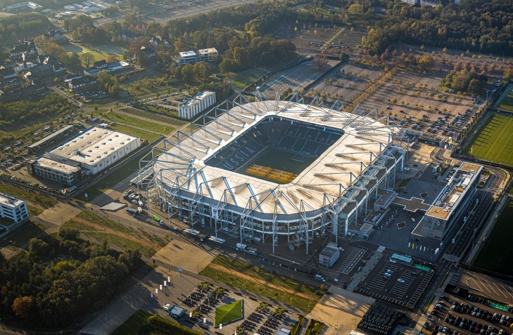 Aerial image Mönchengladbach - Sports facility grounds of the Arena stadium BORUSSIA-PARK in Moenchengladbach in the state North Rhine-Westphalia, Germany