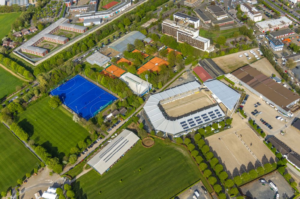 Aerial photograph Aachen - Sports facility grounds of the Arena stadium Deutsche Bank Stadion on street Hubert-Wienen-Strasse im CHIO Aachen-Gelaende in the district Hastenrath in Aachen in the state North Rhine-Westphalia, Germany