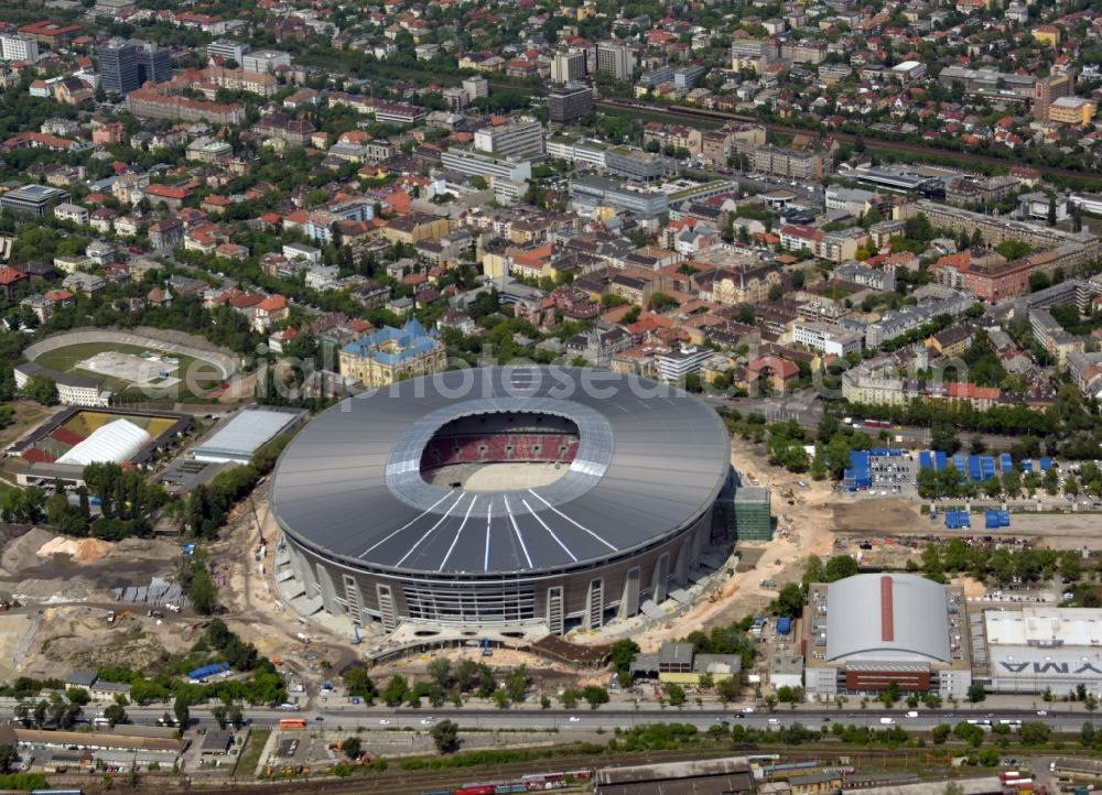 Aerial photograph Budapest - Sports facility grounds of the Arena stadium Ferenc-Puskas-Stadion in Budapest in Hungary
