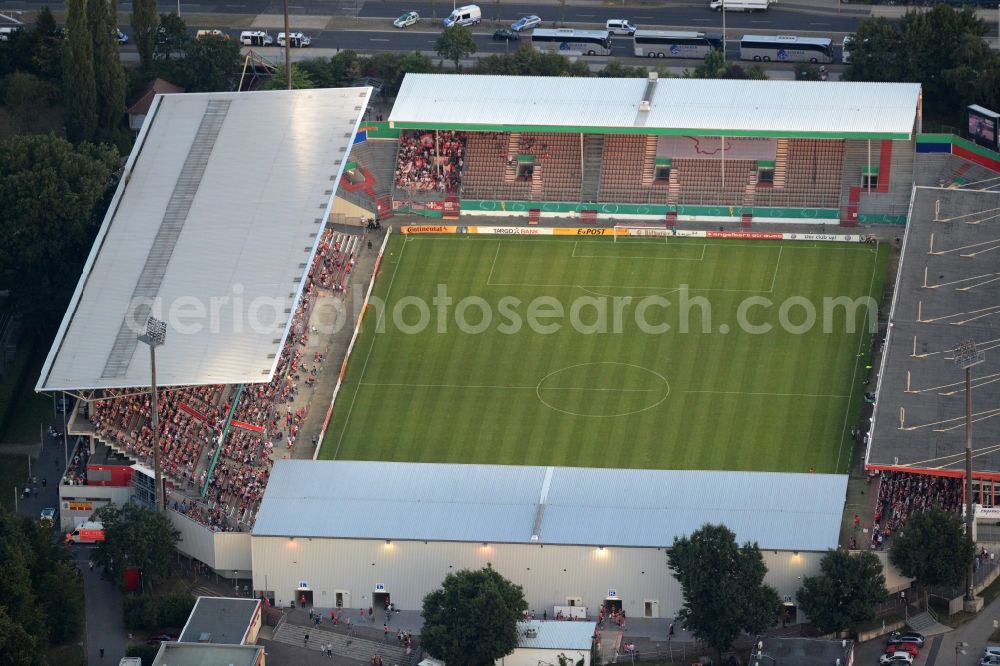 Cottbus from the bird's eye view: Sports facility grounds of the Arena stadium der Freundschaft of club FC Energie in Cottbus in the state Brandenburg