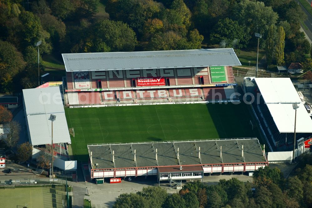 Aerial photograph Cottbus - Sports facility grounds of the Arena stadium der Freundschaft of club FC Energie in Cottbus in the state Brandenburg
