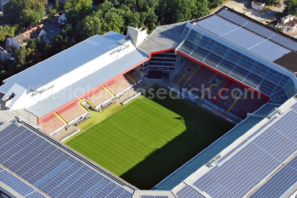 Aerial photograph Kaiserslautern - Sports facility grounds of the Arena stadium Fritz-Walter-Stadion in destrict Betzenberg on Fritz-Walter-Strasse in Kaiserslautern in the state Rhineland-Palatinate, Germany