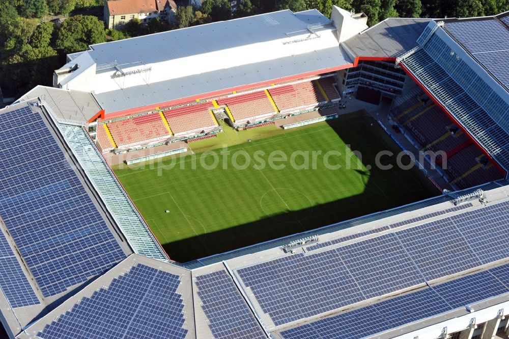 Kaiserslautern from the bird's eye view: Sports facility grounds of the Arena stadium Fritz-Walter-Stadion in destrict Betzenberg on Fritz-Walter-Strasse in Kaiserslautern in the state Rhineland-Palatinate, Germany