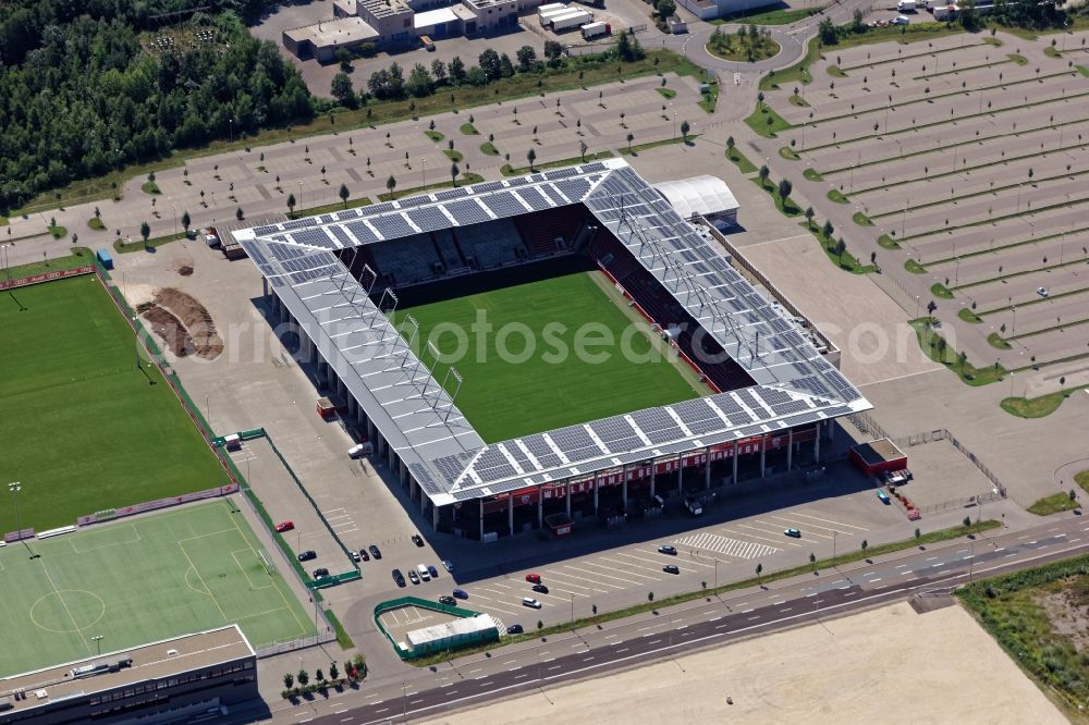 Aerial image Ingolstadt - Sports facility grounds of the Arena stadium Audi Sportpark in Ingolstadt in the state Bavaria. The stadium is the home ground of the FC Ingolstadt 04