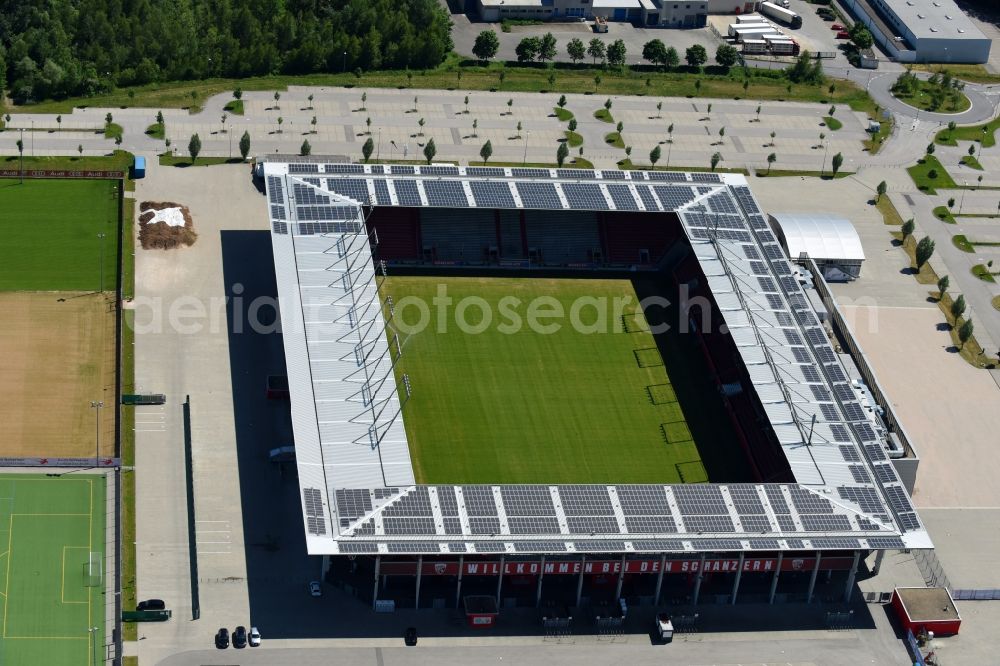 Aerial photograph Ingolstadt - Sports facility grounds of the Arena stadium Audi Sportpark in Ingolstadt in the state Bavaria. The stadium is the home ground of the FC Ingolstadt 04
