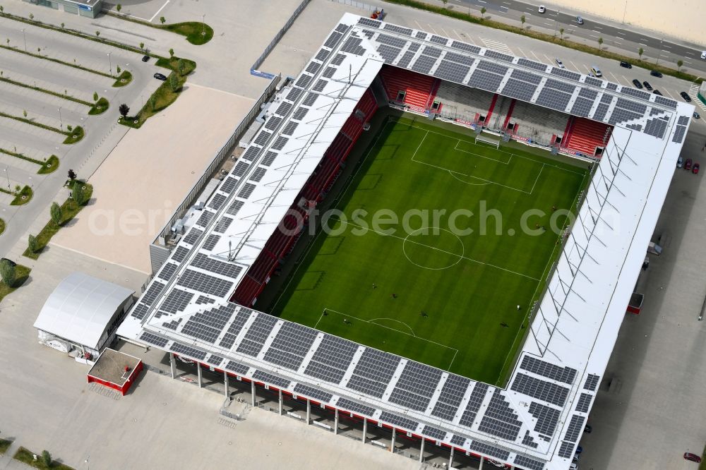 Aerial photograph Ingolstadt - Sports facility grounds of the Arena stadium Audi Sportpark in Ingolstadt in the state Bavaria. The stadium is the home ground of the FC Ingolstadt 04