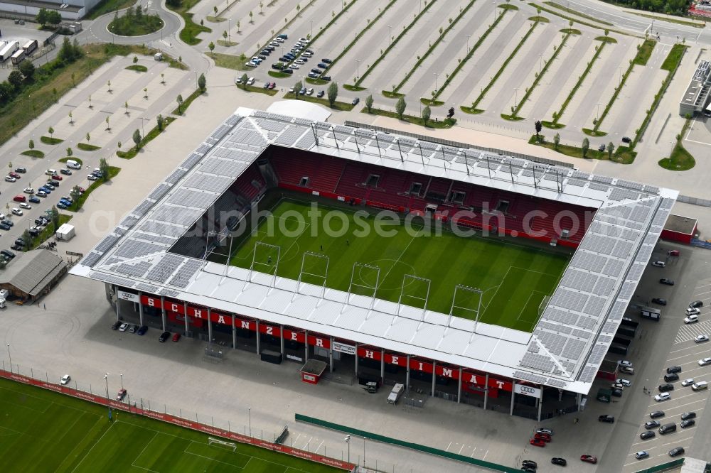 Aerial image Ingolstadt - Sports facility grounds of the Arena stadium Audi Sportpark in Ingolstadt in the state Bavaria. The stadium is the home ground of the FC Ingolstadt 04