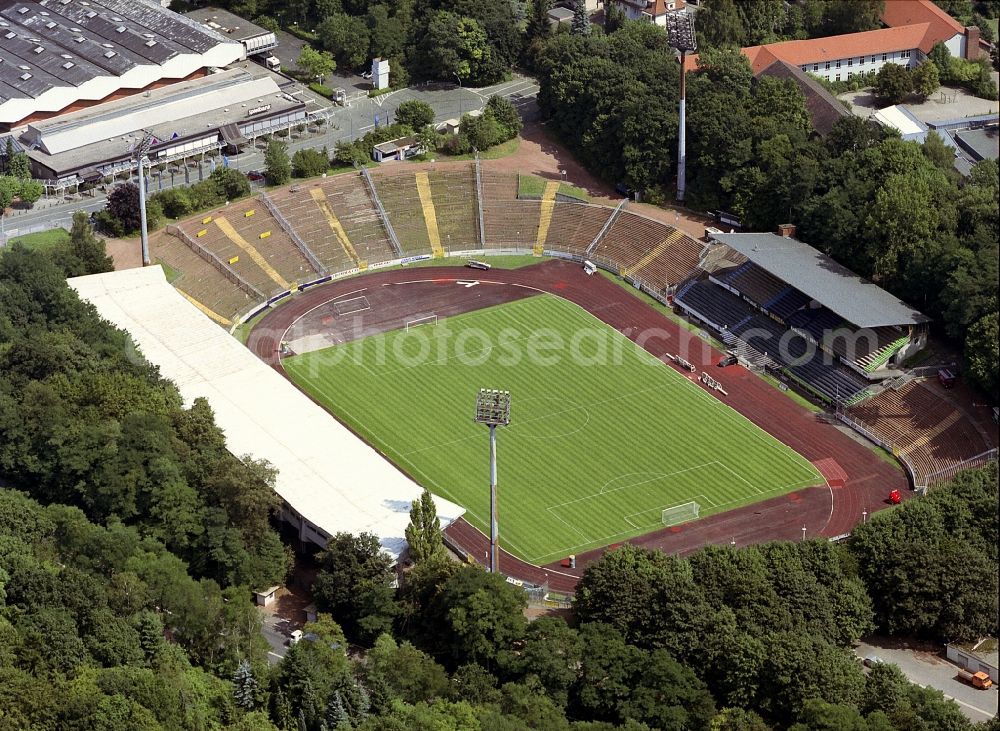 Saarbrücken from above - Sports facility grounds of the Arena stadium Ludwigsparkstadion in the district Malstatt in Saarbruecken in the state Saarland, Germany