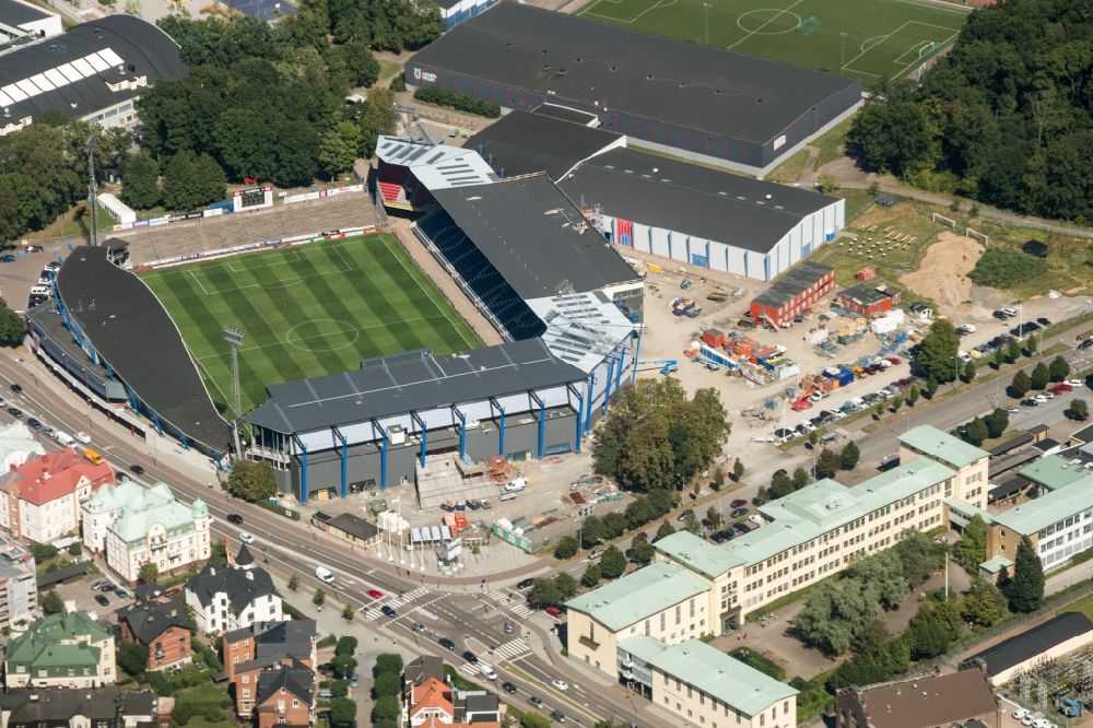 Helsingborg from above - Sports facility grounds of the Arena stadium olympia in Helsingborg in Sweden