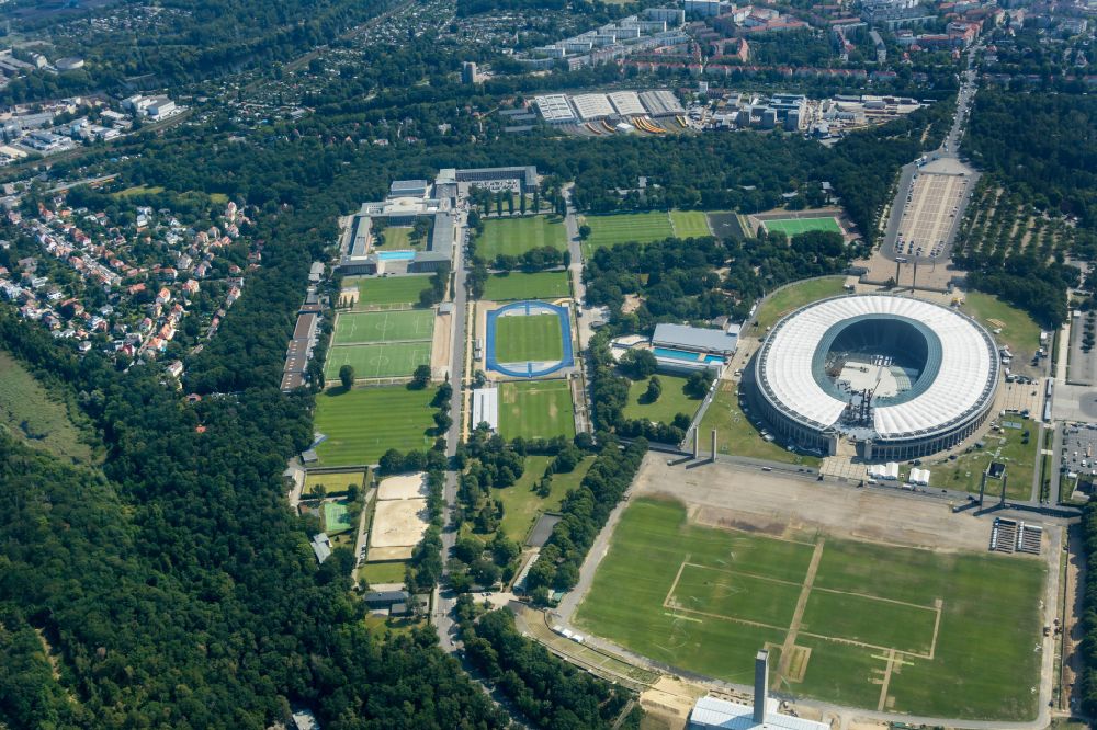 Berlin from above - Sports facility grounds of the Arena stadium Olympiastadion of Hertha BSC in Berlin in Germany
