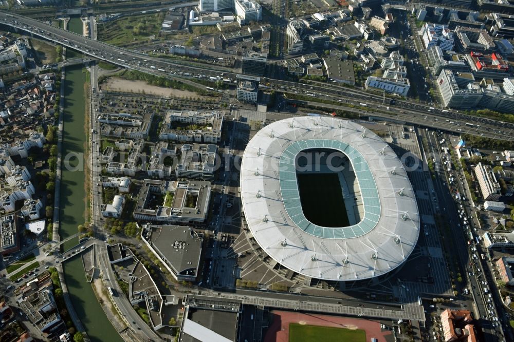 Aerial photograph Paris Saint-Denis - Sports facility grounds of the arena of the Stade de France before the European Football Championship Euro 2016 in Paris -Saint-Denis in Ile-de-France, France