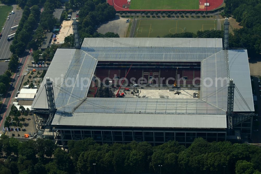 Aerial photograph Köln - Sports facility grounds of the Arena stadium RheinEnergieSTADION in the district Lindenthal in Cologne in the state North Rhine-Westphalia, Germany
