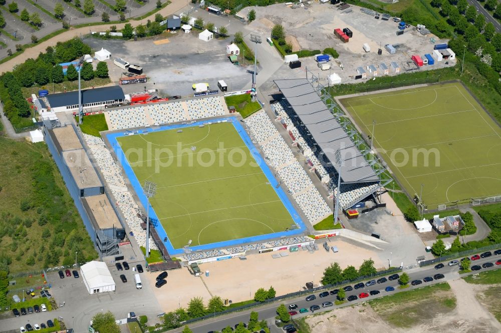 Mönchengladbach from above - Sports facility grounds of the Arena stadium SparkassenPark Moenchengladbach Am Hockeypark in Moenchengladbach in the state North Rhine-Westphalia, Germany