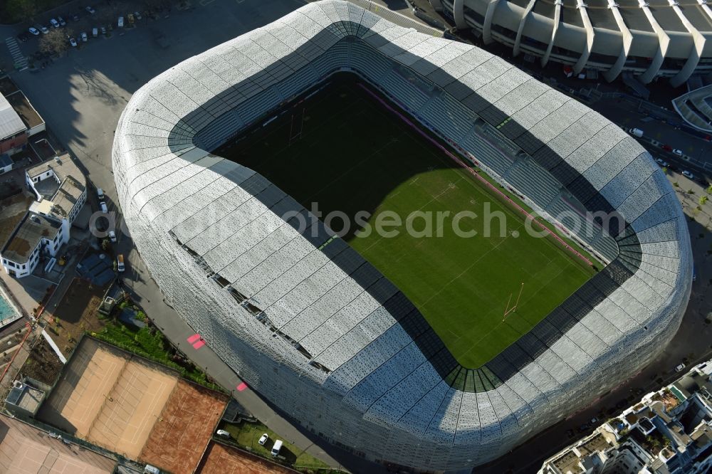 Paris from above - Sports facility grounds of the Arena stadium Stade Jean Bouin on Avenue du General Sarrail in Paris in Ile-de-France, France