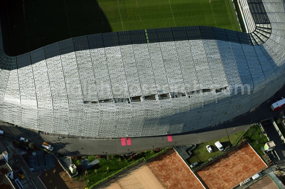 Aerial photograph Paris - Sports facility grounds of the Arena stadium Stade Jean Bouin on Avenue du General Sarrail in Paris in Ile-de-France, France