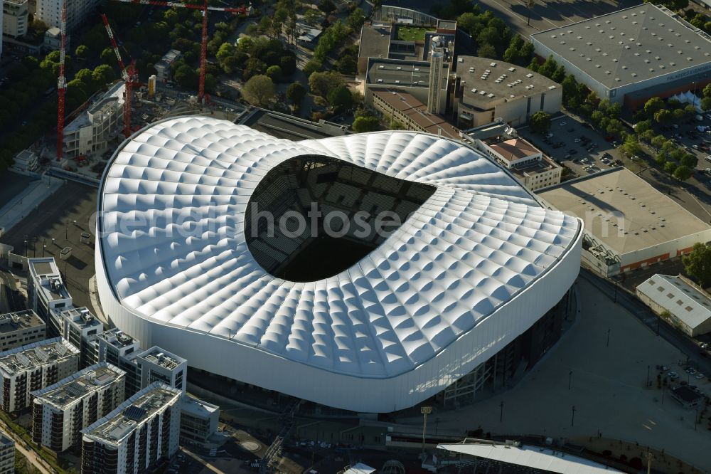 Aerial photograph Marseille - Sports facility grounds of the Arena stadium Stade Orange Velodrome on street Boulevard Michelet in Marseille in Provence-Alpes-Cote d'Azur, France
