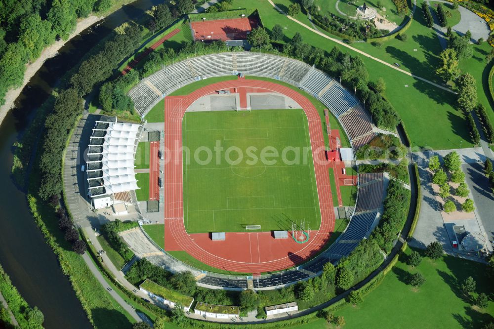 Aerial photograph Gera - Sports facility grounds of the Arena stadium Stadion of Freandschaft of BSG Wismut Gera in Gera in the state Thuringia, Germany