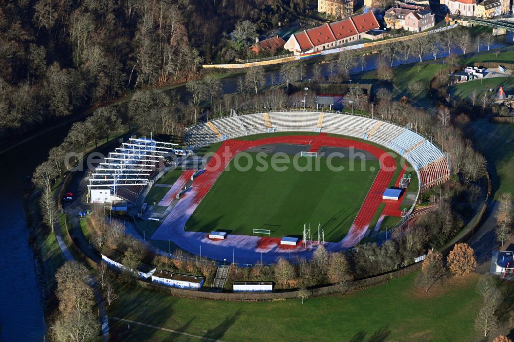 Aerial photograph Gera - Sports facility grounds of the Arena stadium Stadion of Freandschaft of BSG Wismut Gera in Gera in the state Thuringia, Germany