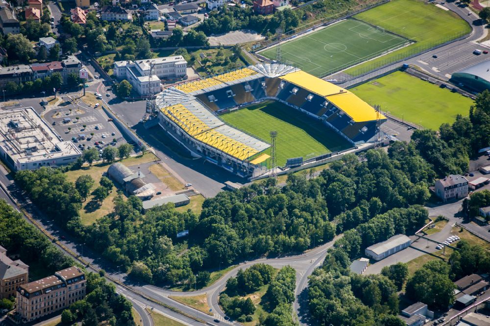 Teplice from above - Sports facility grounds of the Arena stadium Teplice in Teplice in Ustecky kraj - Aussiger Region, Czech Republic