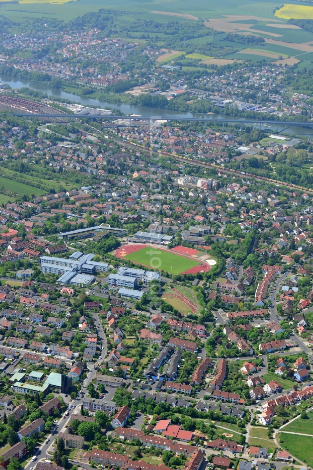 Aerial photograph Veitshöchheim - Sports facility grounds of the Arena stadium in Veitshoechheim in the state Bavaria