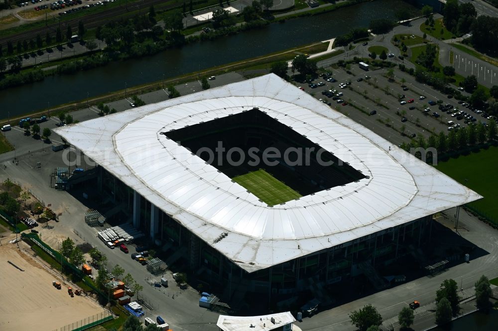 Aerial image Wolfsburg - Grounds of the Arena stadium Volkswagen Arena In den Allerwiesen in the district Sonderbezirk in Wolfsburg in the state Lower Saxony, Germany