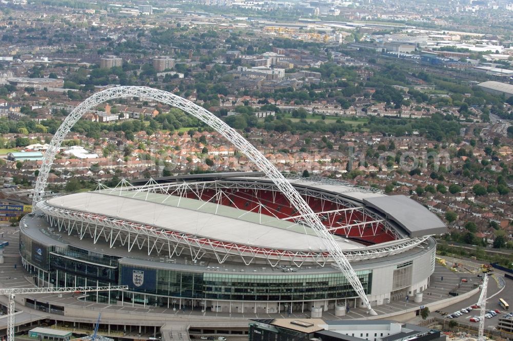 London from above - Sports facility grounds of the Arena Wembley - stadium in London in England, United Kingdom