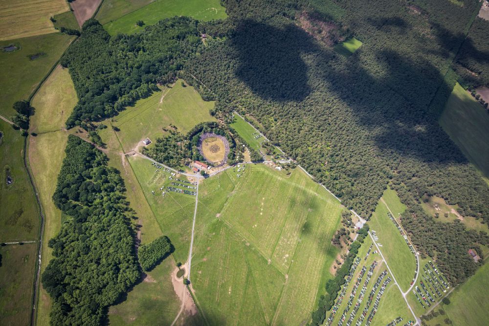 Aerial image Merfeld - sports facility grounds of the Arena Wildpferdearena in Merfeld in the state North Rhine-Westphalia, Germany