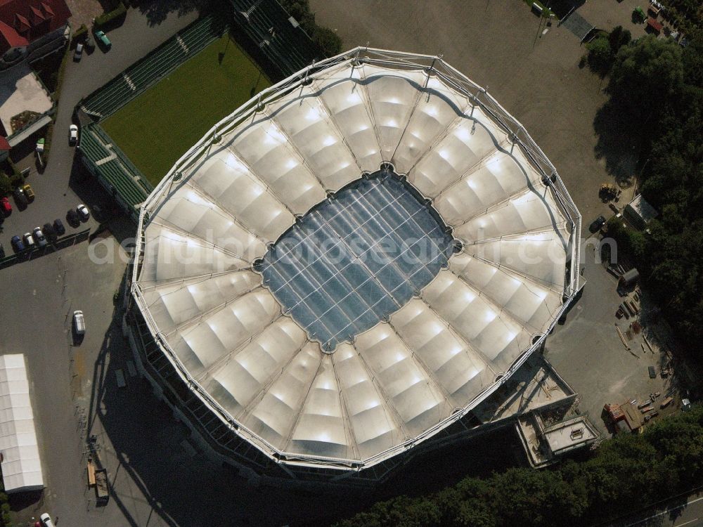 Halle (Westfalen) from the bird's eye view: Sports facility grounds of stadium Gerry Weber Stadion on Roger-Federer-Allee in Halle (Westfalen) in the state North Rhine-Westphalia, Germany