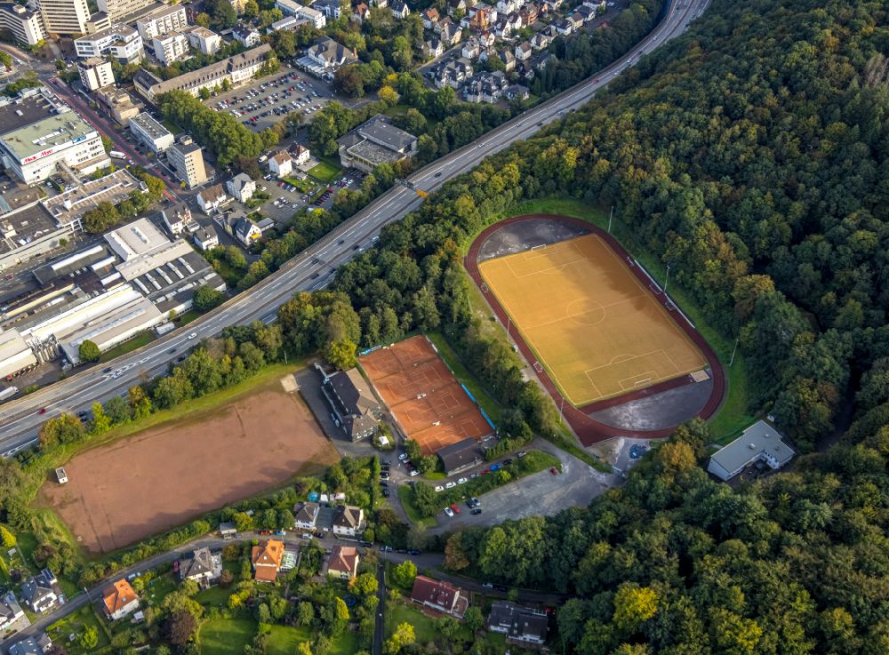 Siegen from above - Sports facility grounds at the Koehlerweg in Siegen in the state North Rhine-Westphalia