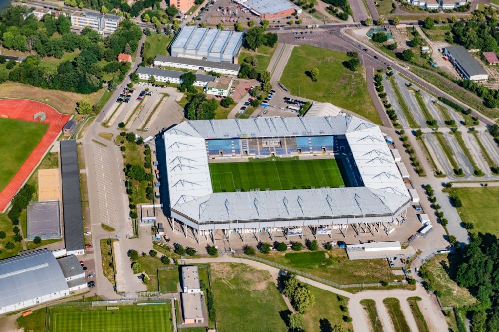 Magdeburg from above - Sports facility grounds of the MDCC Arena stadium in Magdeburg in the state Saxony-Anhalt
