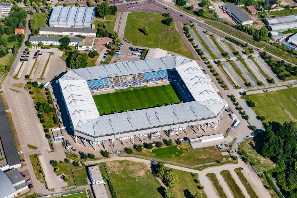 Magdeburg from the bird's eye view: Sports facility grounds of the MDCC Arena stadium in Magdeburg in the state Saxony-Anhalt