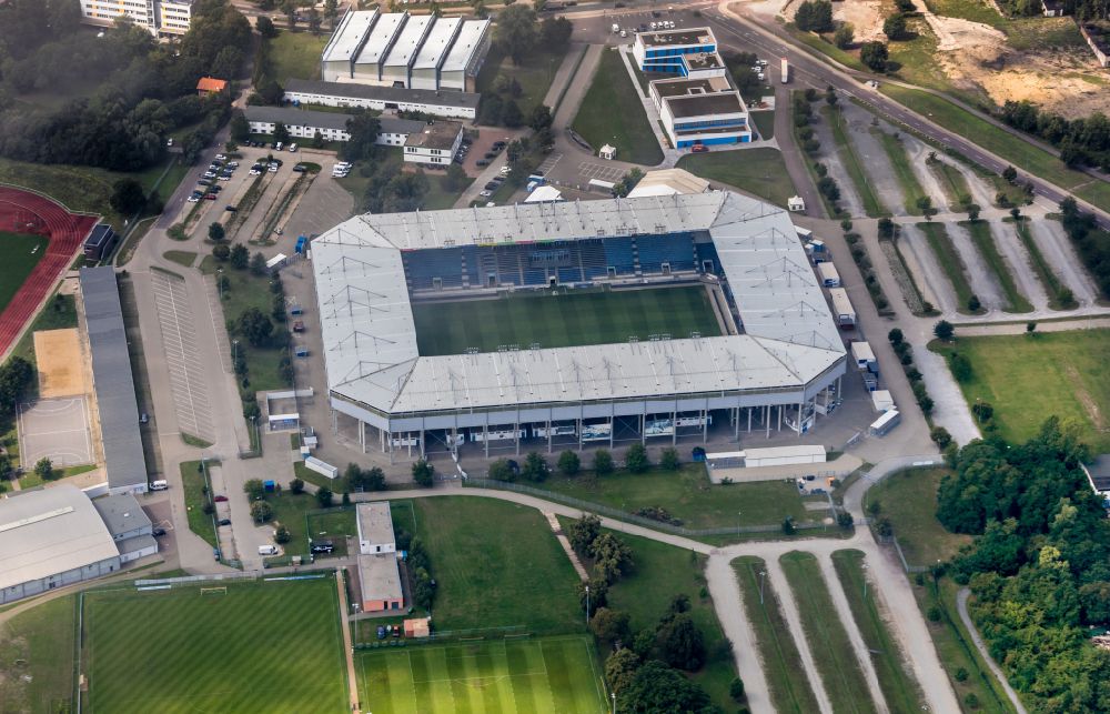 Aerial photograph Magdeburg - Sports facility grounds of the MDCC Arena stadium in Magdeburg in the state Saxony-Anhalt