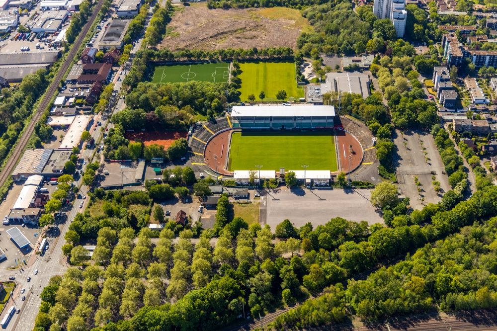 Münster from the bird's eye view: Sports facility grounds of the Arena of Prussia Stadium in Muenster in North Rhine-Westphalia