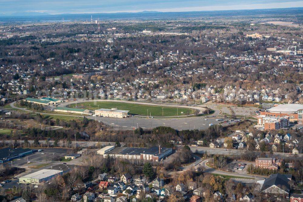 Aerial photograph Bangor - Sports facility grounds of stadium Bass Park on street Dutton Street in Bangor in Maine, United States of America