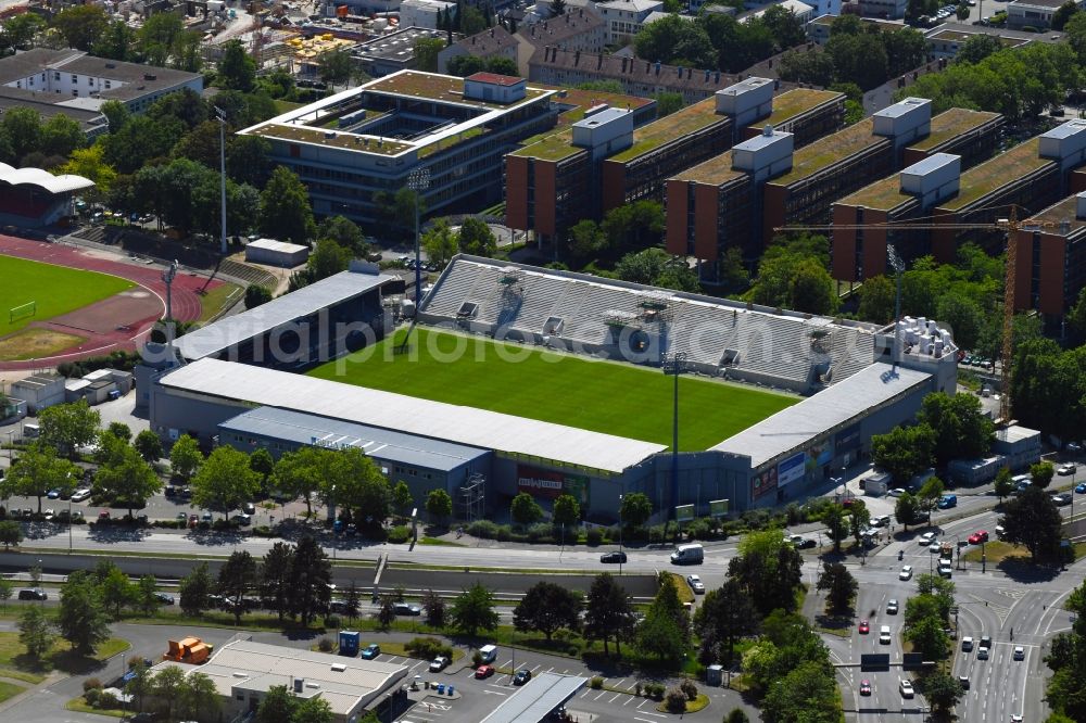 Wiesbaden from the bird's eye view: Sports facility grounds of stadium BRITA Arena in Wiesbaden in the state Hesse, Germany