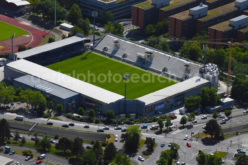 Aerial image Wiesbaden - Sports facility grounds of stadium BRITA Arena in Wiesbaden in the state Hesse, Germany