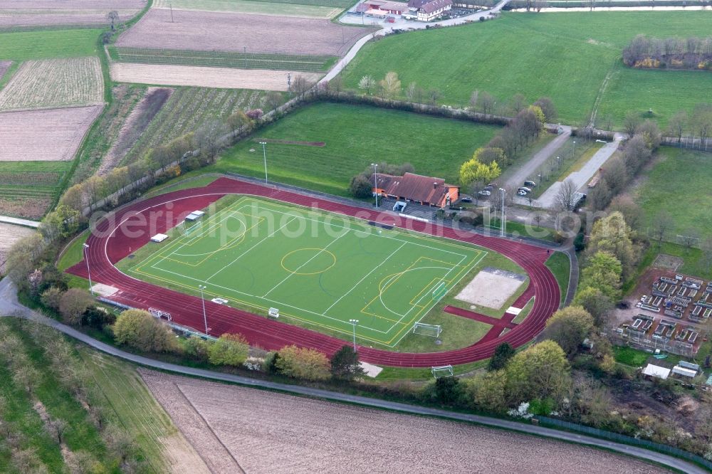 Offenburg from the bird's eye view: Sports facility grounds of stadium Schaible Stadion in Offenburg in the state Baden-Wuerttemberg, Germany