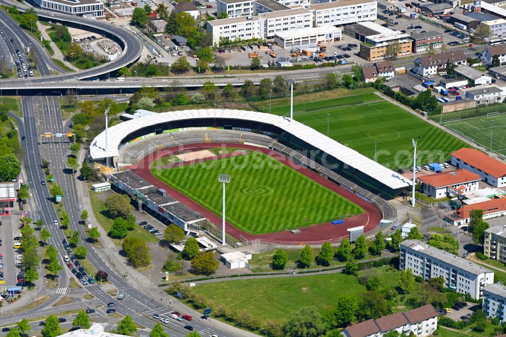 Aerial image Wolfsburg - Sports facility grounds of stadium VfL-Stadion on Elsterweg in Wolfsburg in the state Lower Saxony, Germany