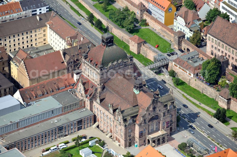 Aerial image Nürnberg - The Staatstheater Nürnberg is a theatre building in Nuremberg. One of the largest theatres in Germany, it is housed in the Opernhaus Nürnberg, built from 1903 to 1905 in the Art Nouveau by the architect Heinrich Seeling