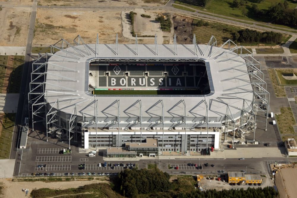 Aerial image Mönchengladbach - View of the Borussia-Park Stadium. It is the home stadium of the football team Borussia Monchengladbach