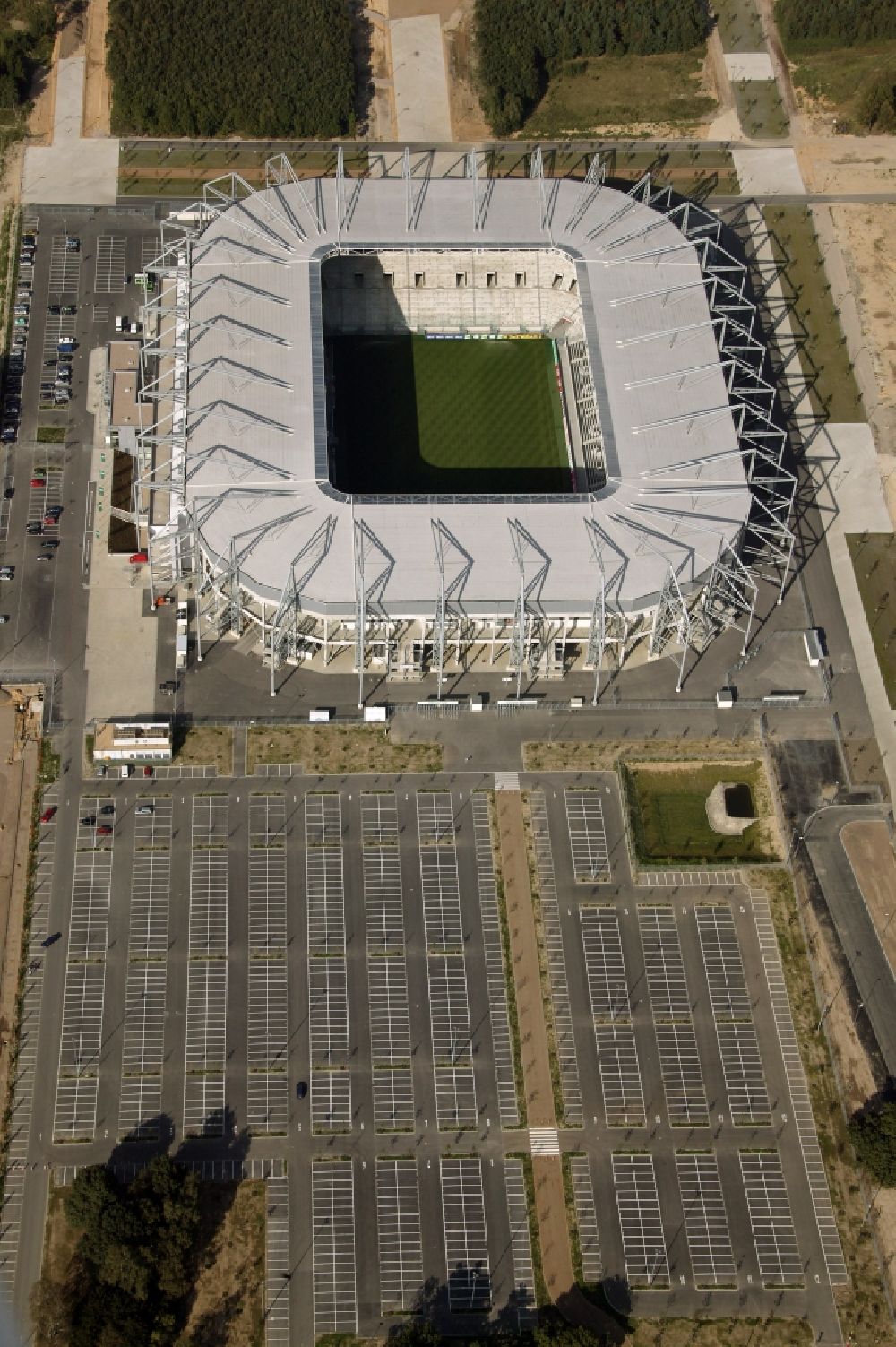 Mönchengladbach from above - View of the Borussia-Park Stadium. It is the home stadium of the football team Borussia Monchengladbach