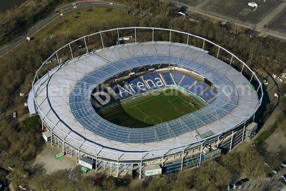 Aerial photograph Hannover - HDI Arena stadium in Calenberger Neustadt district of Hanover, in Lower Saxony