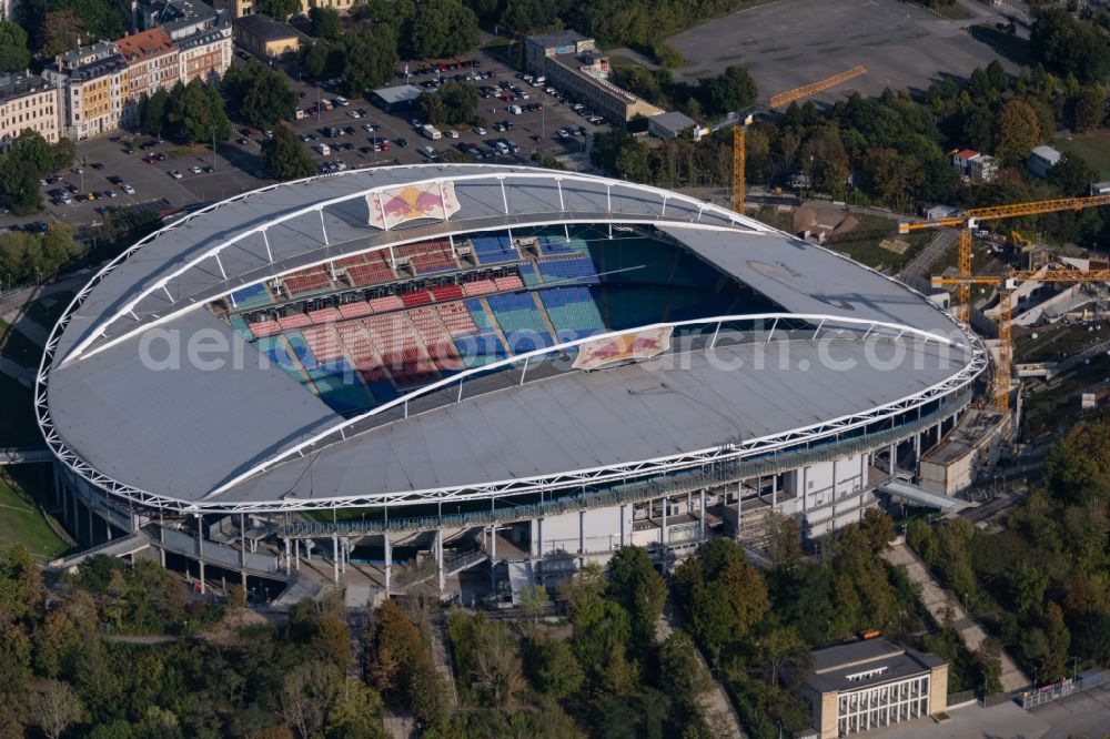Leipzig from the bird's eye view: Sports ground of the stadium Red Bull Arena Am Sportforum in Leipzig in the state Saxony, Germany