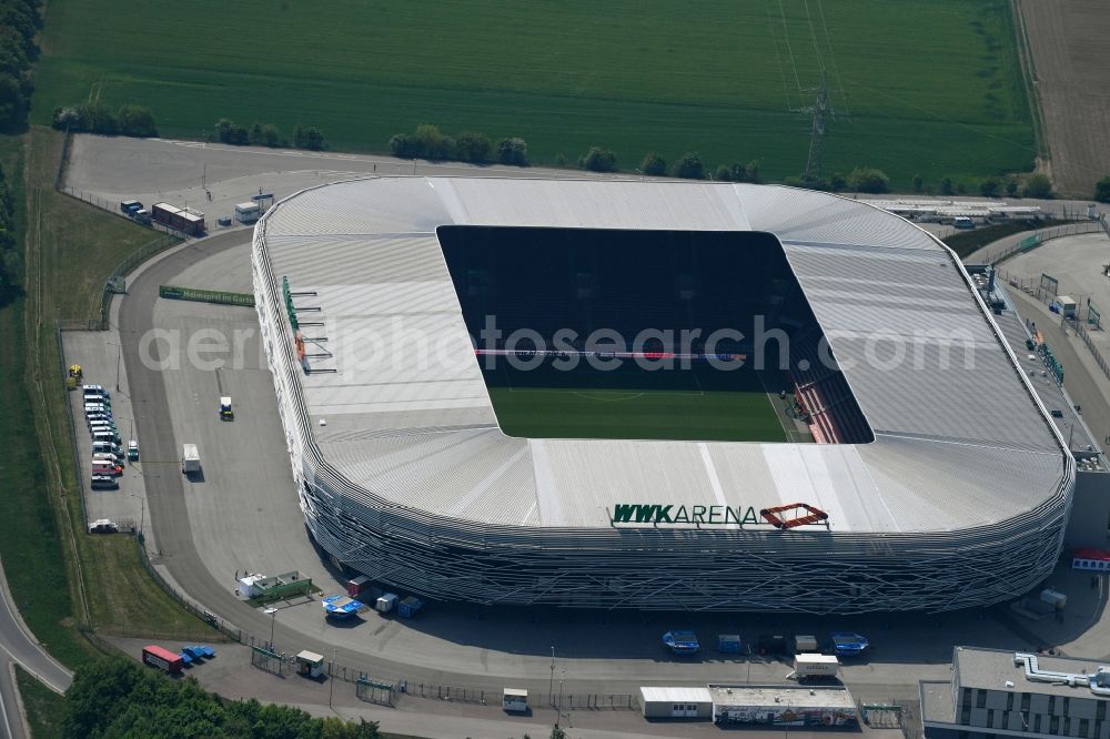Augsburg from above - WWK formerly SGL Arena stadium of the football club FC Augsburg in Bavaria, Germany